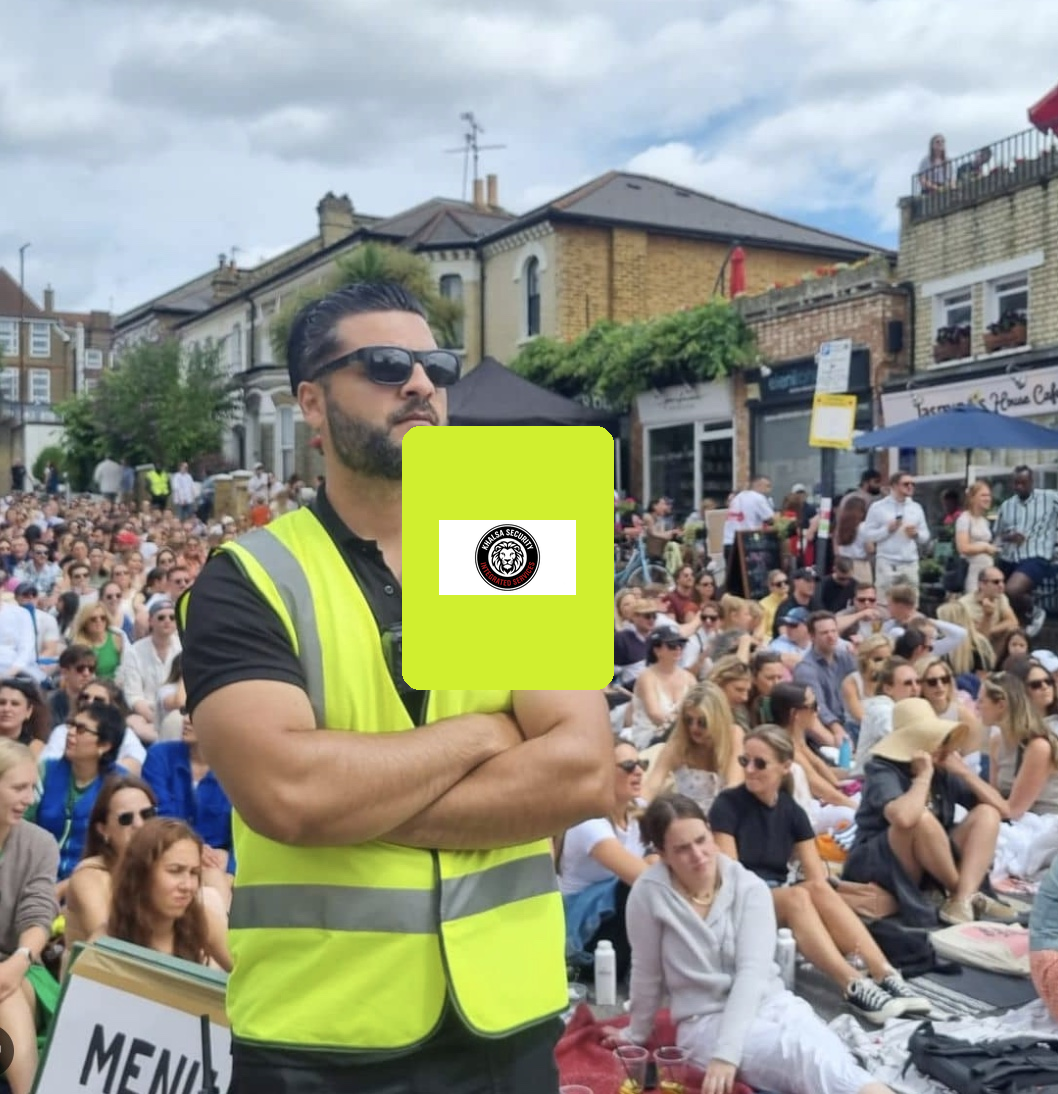 Event security officer monitoring a crowd